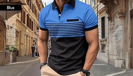Men’s Casual Stripe Polo Shirt - 8 Colours, 6 Sizes