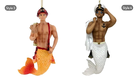 Quirky Mermen Christmas Tree Decorations - 12 Styles