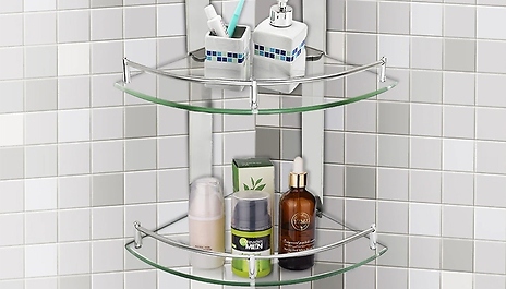 Glass Corner Storage Floating Shelf - 2 Sizes