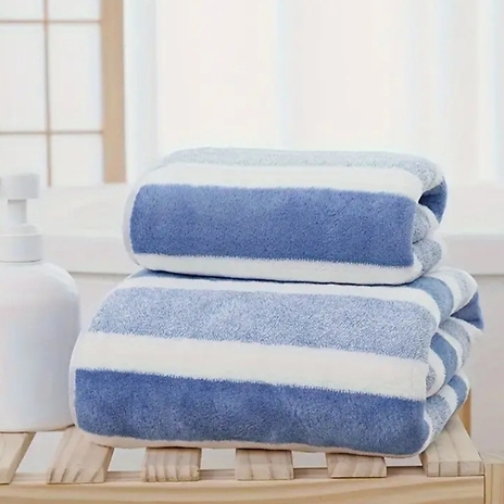 2-Piece Quick Drying Striped Towel Set - 5 Colours