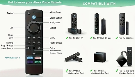Fire Stick TV Compatible Voice Remote Control - 1 or 2 Pack!