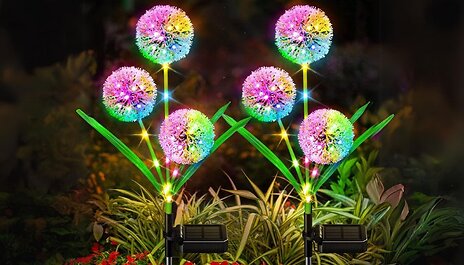 2 or 4-Pack Solar-Powered Waterproof Dandelion Lights!