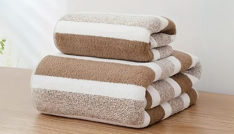 2-Piece Quick Drying Striped Towel Set - 5 Colours