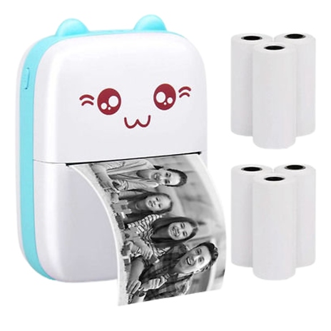 Portable Inkless Thermal Printer & Thermal Paper - 2 Colours