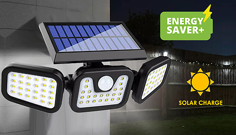 74 LED Solar Powered Motion Sense Garden Wall Light - 1 or 2 Pack