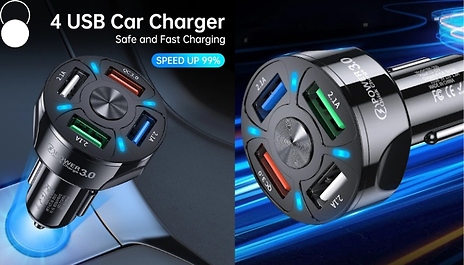 4-Port Universal USB Car Charger! - 2 Colours