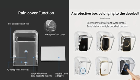 1, 2 or 4-Pack Transparent Waterproof Doorbell Covers