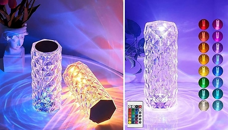 16 Colour-Changing Rose Crystal Lamp! - Touch & Remote Controlled