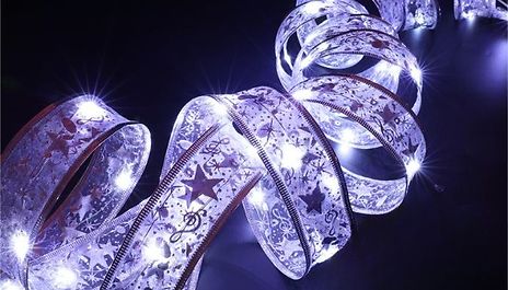 Gold or Silver Christmas Fairy Light Ribbon - 3 Sizes, 2 Colours & 3 Light Options